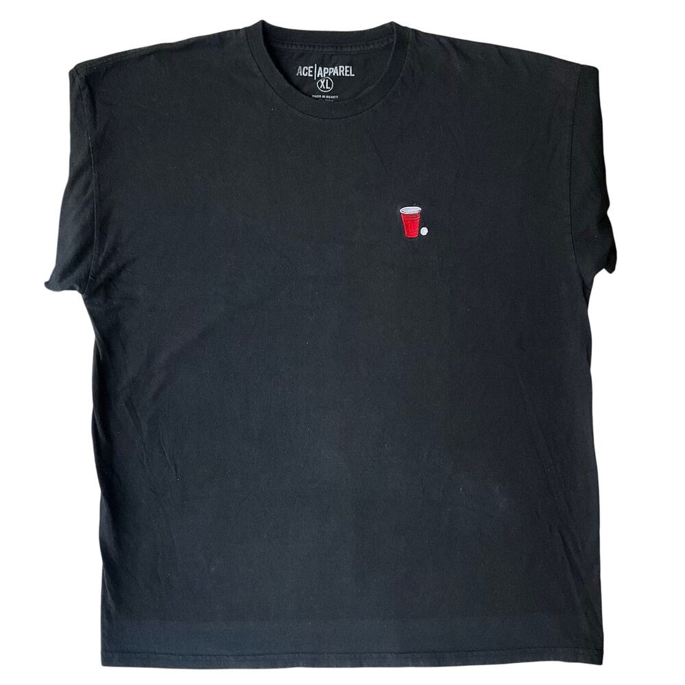 Ace Apparel Men’s Short Sleeve T-shirt size XL, Black , Red Cup